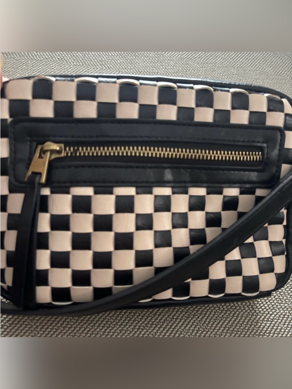 Black and White Checkered Crossbody Bag